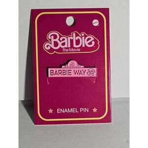 New Barbie The Movie Barbie Way Street Sign Enamel Pin On Cardboard